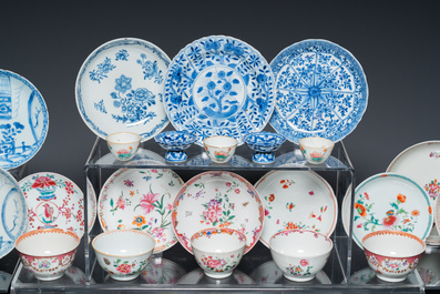 Ensemble exceptionnel de tasses et soucoupes en porcelaine de Chine, Kangxi et post&eacute;rieur