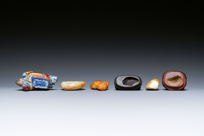 Quatre sculptures en jade et lapis-lazuli, Chine, 19/20&egrave;me