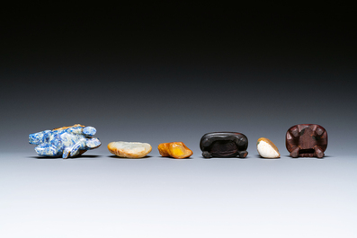 Quatre sculptures en jade et lapis-lazuli, Chine, 19/20&egrave;me