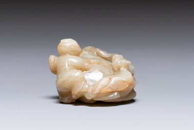 A Chinese jade 'boy on a buffalo' group, Qing
