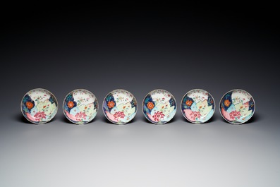Nine Chinese famille rose 'tobacco leaf' wares, Qianlong