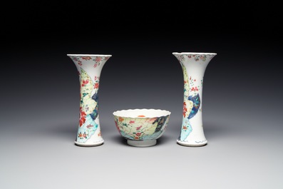 Nine Chinese famille rose 'tobacco leaf' wares, Qianlong