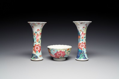 Nine Chinese famille rose 'tobacco leaf' wares, Qianlong