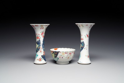 Nine Chinese famille rose 'tobacco leaf' wares, Qianlong
