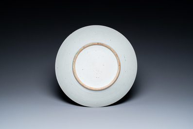 Two Chinese Canton famille rose bowls and a dish, 19th C.
