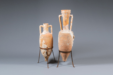 Two Roman terracotta wine transport amphorae, 2nd/1st C. b.C