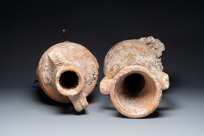 Two Roman terracotta wine transport amphorae, 2nd/1st C. b.C