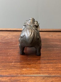 A Chinese inscribed bronze &lsquo;bixie&rsquo; water dropper, Ming