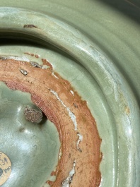 A large Chinese Longquan celadon dish, Yuan/Ming