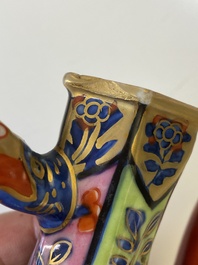 A Chinese clobbered blue and white ewer, a plate and a verte biscuit teapot, Kangxi