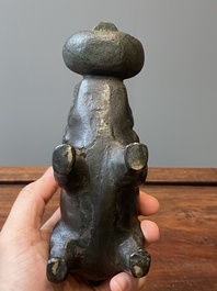 A Chinese inscribed bronze &lsquo;bixie&rsquo; water dropper, Ming