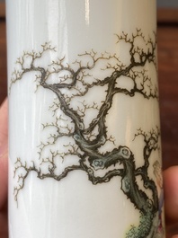 A fine Chinese famille rose brush pot, 'bitong', Qianlong mark, Republic