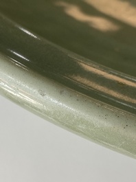 A large Chinese Longquan celadon dish, Yuan/Ming