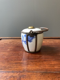A Chinese blue and white 'Bleu de Hue' water pipe for the Vietnamese market, 19th C.