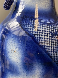 A Chinese blue and white 'dragon and carp' vase, 19th C.