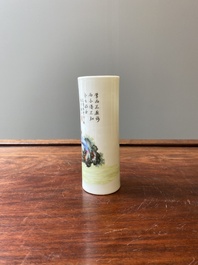 A fine Chinese famille rose brush pot, 'bitong', Qianlong mark, Republic
