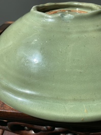 A large Chinese Longquan celadon dish, Yuan/Ming