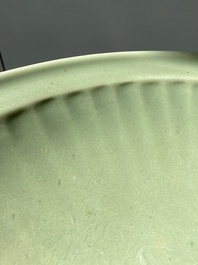 A large Chinese Longquan celadon dish, Yuan/Ming