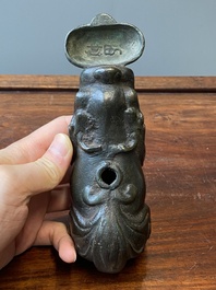 A Chinese inscribed bronze &lsquo;bixie&rsquo; water dropper, Ming