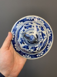 Three Chinese blue, white and famille verte vases, 19th C.