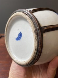 A Chinese blue and white 'Bleu de Hue' water pipe for the Vietnamese market, 19th C.
