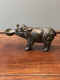A Chinese inscribed bronze &lsquo;bixie&rsquo; water dropper, Ming