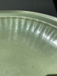 A large Chinese Longquan celadon dish, Yuan/Ming