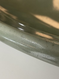 A large Chinese Longquan celadon dish, Yuan/Ming