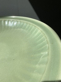 A large Chinese Longquan celadon dish, Yuan/Ming