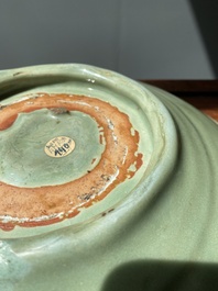 A large Chinese Longquan celadon dish, Yuan/Ming