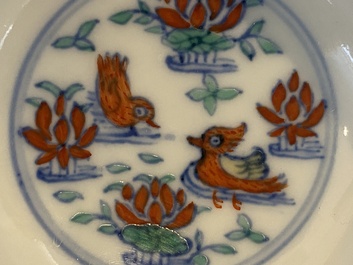 A Chinese doucai 'mandarin ducks' bowl, Chenghua mark, probably Qing