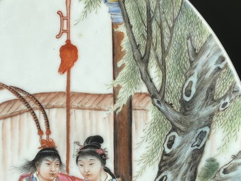 Three Chinese famille rose plates, signed Wang Xiliang 王锡良 and Zeng Fuqing 曾福慶, dated 1936