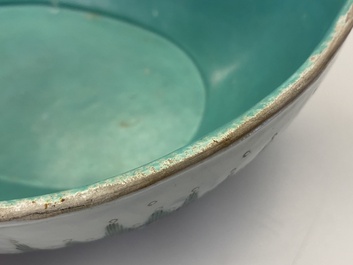 A Chinese famille verte 'waves' bowl, Daoguang seal mark, 19th C.
