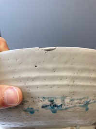 A deep Chinese  turquoise- and black-enamelled Swatow 'monastery' dish, Ming