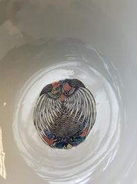 A Chinese famille verte bowl with a bird and various insects, Guangxu mark, 19/20th C.