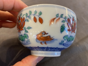 A Chinese doucai 'mandarin ducks' bowl, Chenghua mark, probably Qing