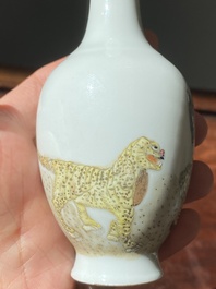 A Chinese famille rose vase with a man next to a leopard, Qianlong mark, Republic