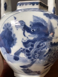 Een Chinese blauw-witte wijnkan met kylins, Transitie periode