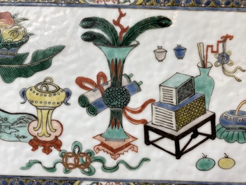 A Chinese famille verte 'antiquities' plaque, Kangxi