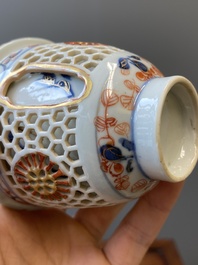 A Chinese Imari-style double-walled reticulated cup and a grisaille and gilt cup, Kangxi/Qianlong