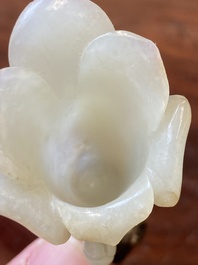 A Chinese white jade 'magnolia' carving, Qing