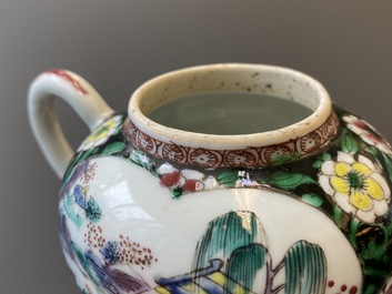 A Chinese famille rose teapot and cover on stand, Yongzheng