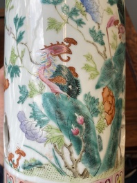 Three Chinese reticulated famille rose hat stands, 19th C