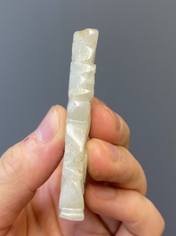 Two Chinese reticulated white jade plaques with bats, Qing