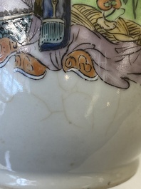 A Chinese famille verte 'hu' vase with immortals, 19th C.