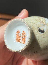 A Chinese famille rose vase with a man next to a leopard, Qianlong mark, Republic