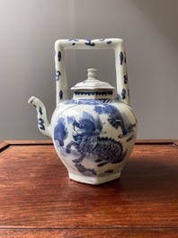 Een Chinese blauw-witte wijnkan met kylins, Transitie periode