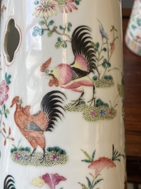Three Chinese reticulated famille rose hat stands, 19th C