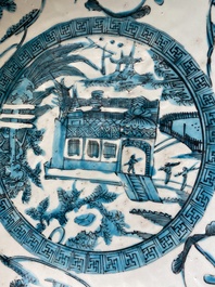 A deep Chinese  turquoise- and black-enamelled Swatow 'monastery' dish, Ming