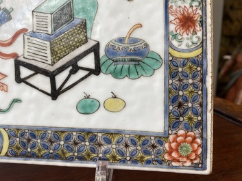 A Chinese famille verte 'antiquities' plaque, Kangxi